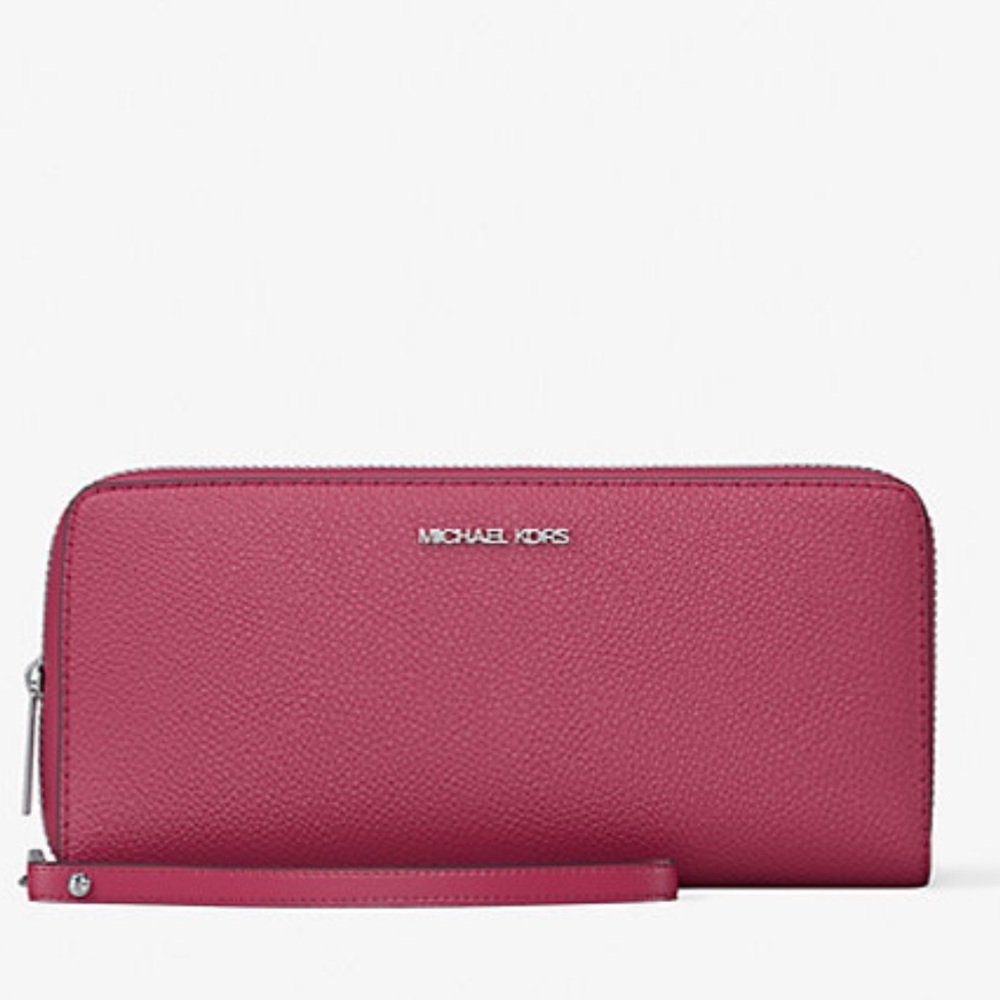 Michael Kors Large Pebbled Leather Continental Wallet Phone Holder Wristlet Nwt